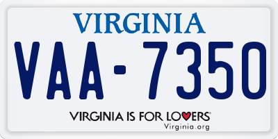 VA license plate VAA7350