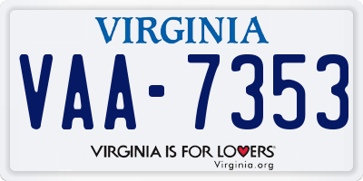 VA license plate VAA7353