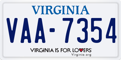 VA license plate VAA7354