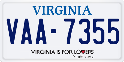 VA license plate VAA7355