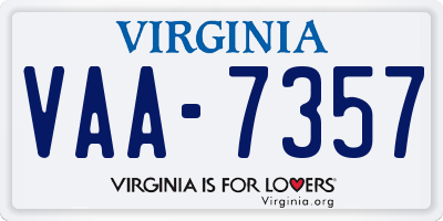 VA license plate VAA7357