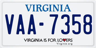 VA license plate VAA7358