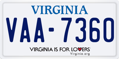 VA license plate VAA7360