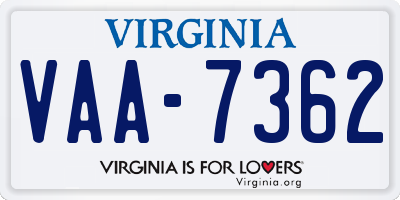 VA license plate VAA7362