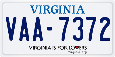 VA license plate VAA7372