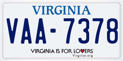 VA license plate VAA7378