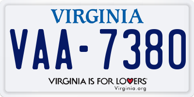 VA license plate VAA7380