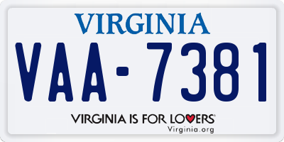 VA license plate VAA7381