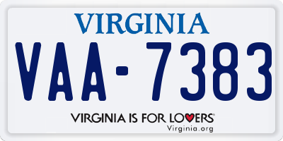 VA license plate VAA7383