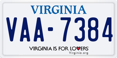 VA license plate VAA7384