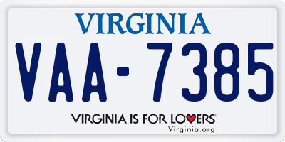 VA license plate VAA7385