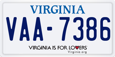 VA license plate VAA7386