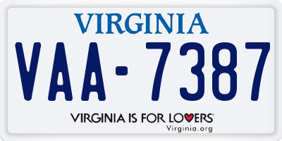 VA license plate VAA7387