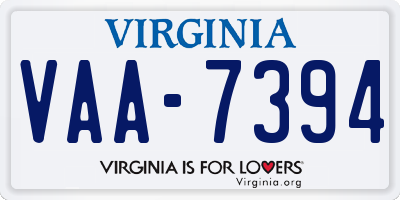 VA license plate VAA7394