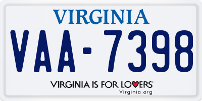 VA license plate VAA7398