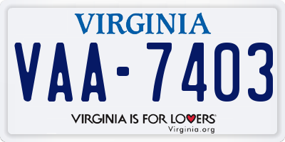 VA license plate VAA7403