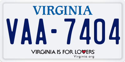 VA license plate VAA7404