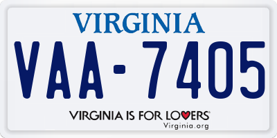 VA license plate VAA7405