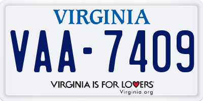 VA license plate VAA7409