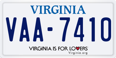 VA license plate VAA7410