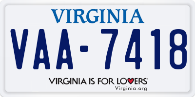 VA license plate VAA7418