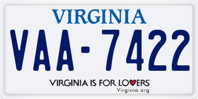 VA license plate VAA7422