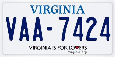 VA license plate VAA7424