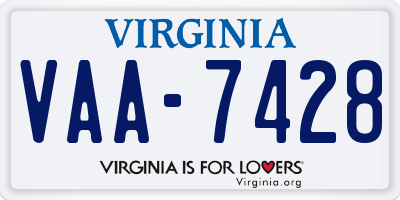 VA license plate VAA7428