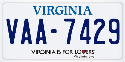 VA license plate VAA7429