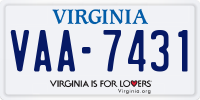 VA license plate VAA7431