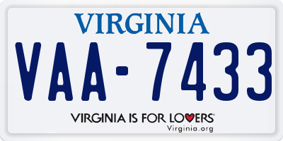 VA license plate VAA7433