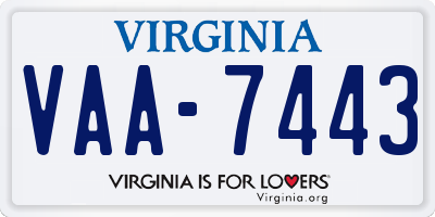 VA license plate VAA7443