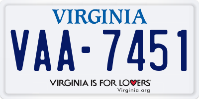 VA license plate VAA7451