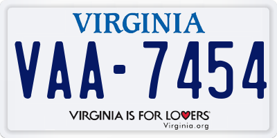 VA license plate VAA7454