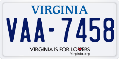 VA license plate VAA7458