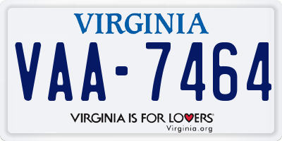 VA license plate VAA7464