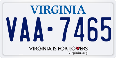 VA license plate VAA7465