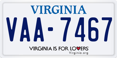 VA license plate VAA7467