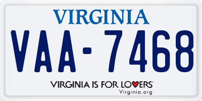 VA license plate VAA7468