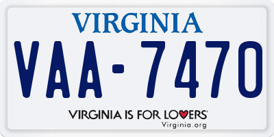 VA license plate VAA7470