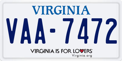 VA license plate VAA7472