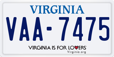 VA license plate VAA7475