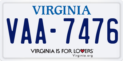 VA license plate VAA7476