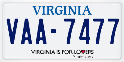 VA license plate VAA7477