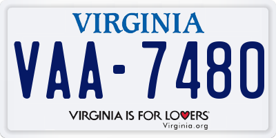 VA license plate VAA7480