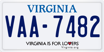 VA license plate VAA7482