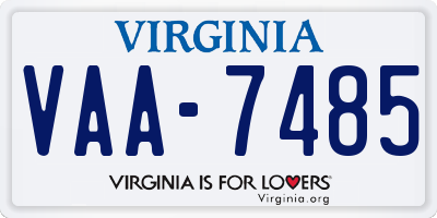 VA license plate VAA7485