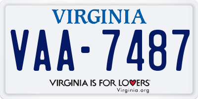 VA license plate VAA7487