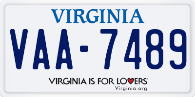 VA license plate VAA7489