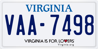 VA license plate VAA7498